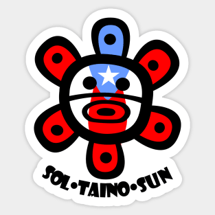 Puerto Rico Taino Sun Boricua Flag Text Sticker